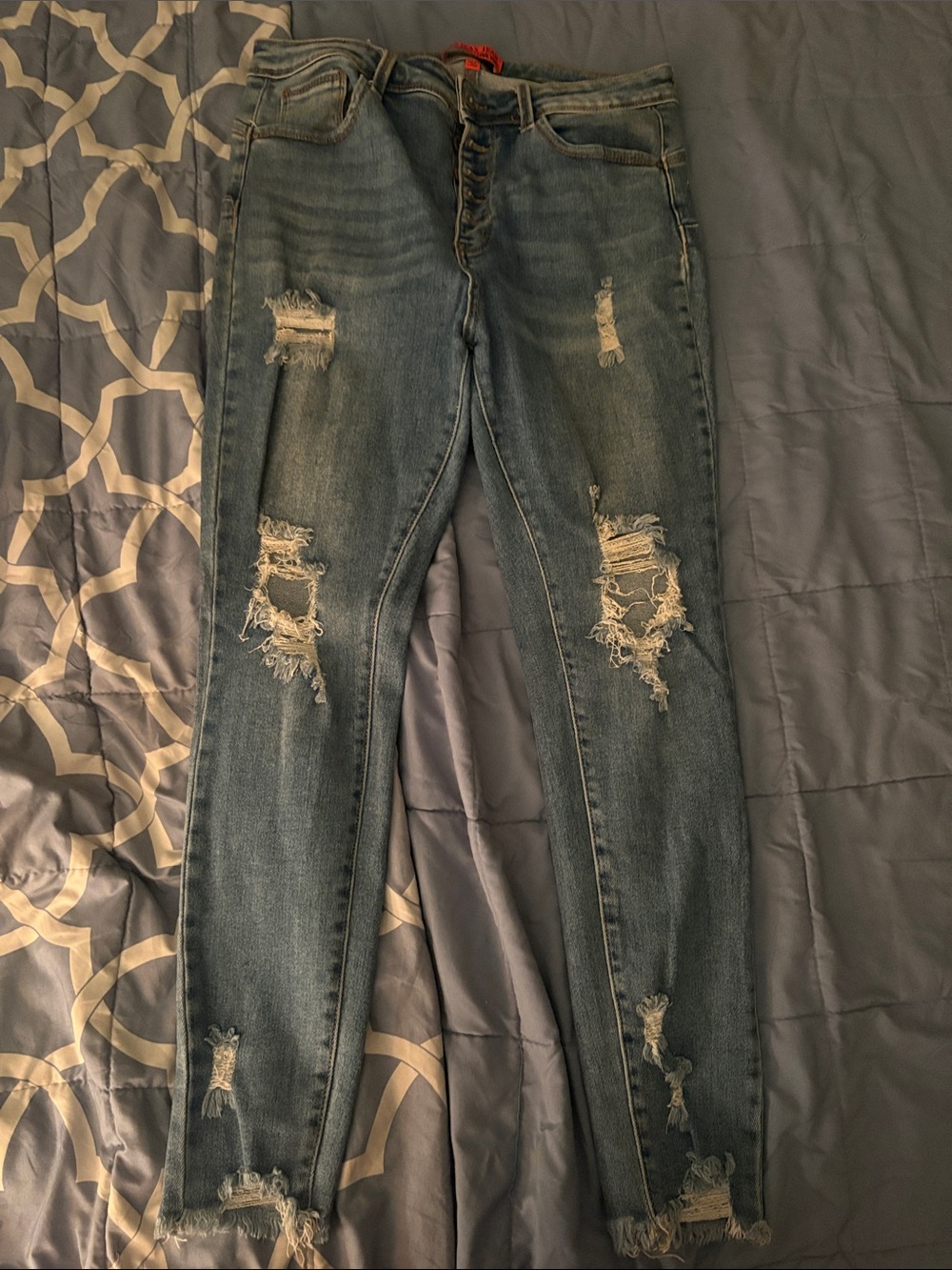 Wax Jean Women's Skinny Distressed Jeans - Blue